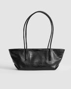 Bolso ALBA en cuero caimán negro, colección SOLÉA de Carolina Flores