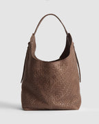 Bolso EMMA en cuero trenzado chocolate, colección SOLÉA de Carolina Flores