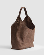Bolso EMMA en cuero trenzado chocolate, colección SOLÉA de Carolina Flores